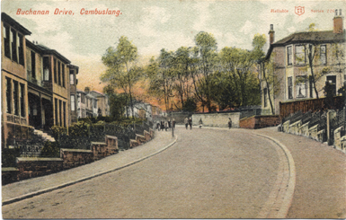 Buchanan Drive with Balmoral Drive on the right, house on the left Nos 42 & 44 -  cira 1900 - Card dated 1904 - Reliable Series No 226